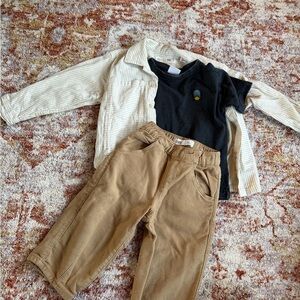 Zara Outfit TShirt Pants Button Up